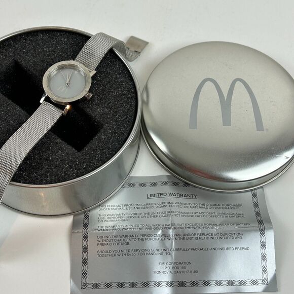 Sweda McDonalds Watch Women Silver Tone Mesh Band New Battery main image 8